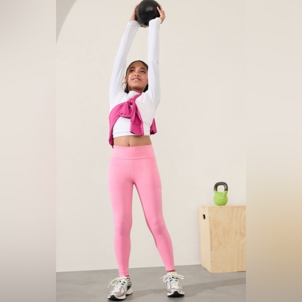 NWT Athleta Girl High Rise Stash Your Treasures Raphanus PinkTight Size L/12.